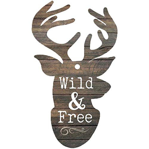 P. Graham Dunn Wild and Free Deer Natural Brown 3 x 2 Wood Hanging Gift Wrap Tag Charms Set of 5