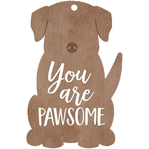 P. Graham Dunn You are Pawsome Dog Natural Brown 3 x 2 Wood Hanging Gift Wrap Tag Charms Set of 5
