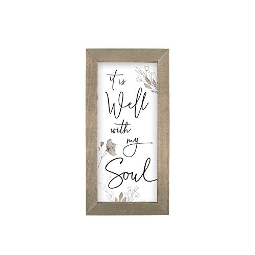 P. Graham Dunn It is Well with My Soul Floral Brown 10 x 5 Pine Wood Framed Art Plaque