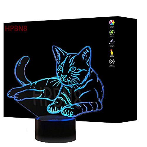 3D Cat Optical Illusion Night Light 7 Color Change USB Touch button LED Desk Table Light Lamp 3D Cat Optical Illusion Night Light 7 Color Change USB Touch button LED Desk Table Light Lamp