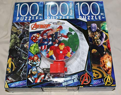 3 Factory Sealed Avengers Infinity War 100 Piece Jigsaw Puzzles Ages 6+ 9" x 10" AND1 Factory Sealed Avengers Night Light with Rotary Shade