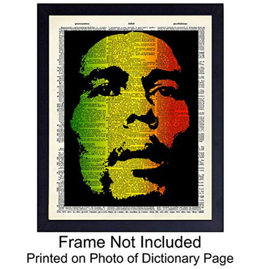 Upcycled Bob Marley Dictionary Wall Art Print - Vintage 8x10 Unframed Photo - Great Gift for Music and Reggae Fans - Chic Home Decor