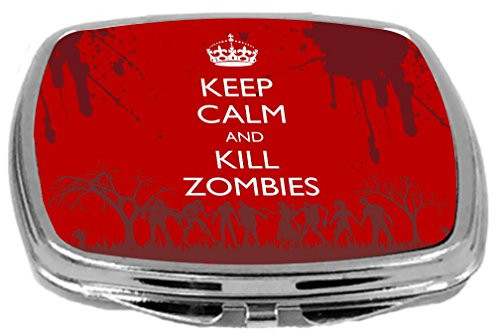 Rikki Knight Keep Calm and Kill Zombies on Grunge Design Compact Mirror, Red, 3 Ounce