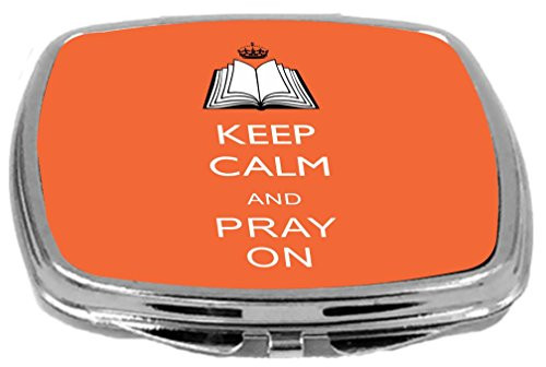 Rikki Knight Keep Calm And Pray On Design Compact Mirror, Orange, 3 Ounce