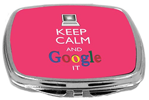 Rikki Knight Keep Calm And Google It Design Compact Mirror, Tropical Pink Color, 3 Ounce