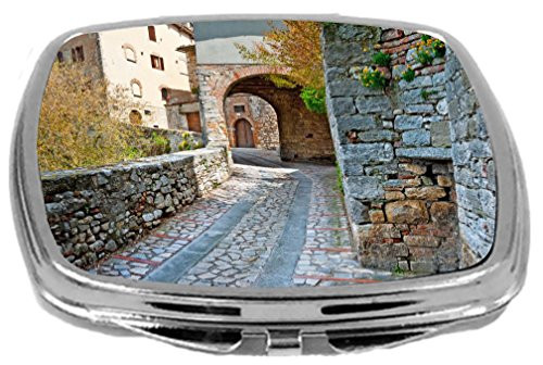 Rikki Knight Compact Mirror, Cobblestone Alleyway, 3 Ounce