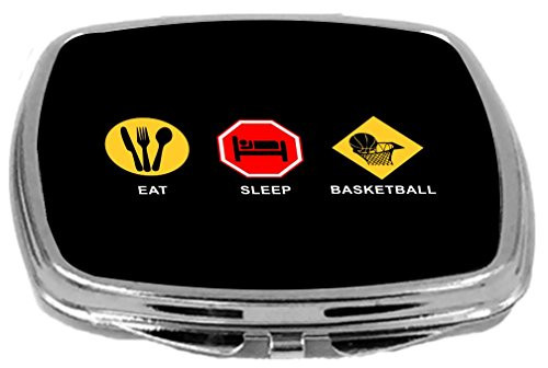 Rikki Knight Compact Mirror, Eat Sleep Basketball, 3 Ounce