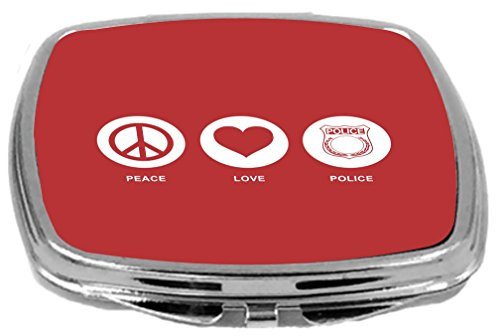 Rikki Knight Peace Love Police Design Compact Mirror, Red, 2 Ounce
