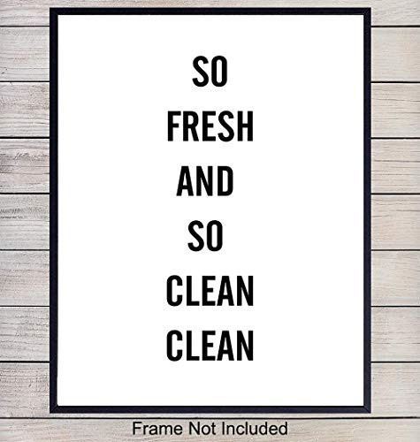 Bathroom Typography Art Print Wall Art Poster - Chic Funny Home Decor for the Bath - Great Gag or Housewarming Gift - 8x10 Photo- Unframed