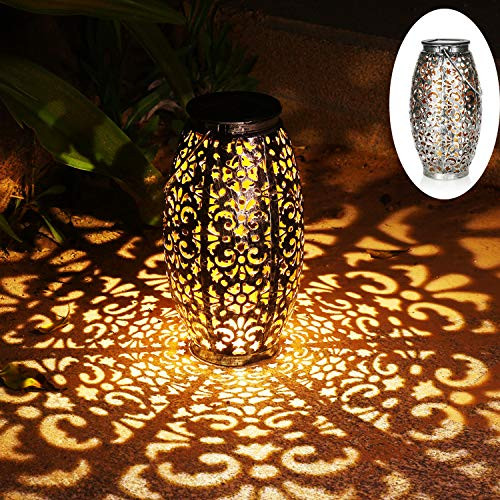 Solar Lantern Lights for Hanging or Table Outdoor Solar Light for Patio Courtyard Garden (Silver)
