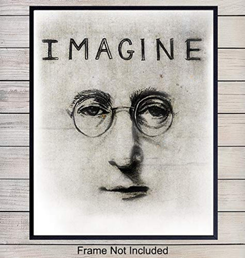 John Lennon Graffiti Street Art Print - Contemporary Chic Wall Art Poster and Unique Home Decor - Gift for Beatles and Music Fans - 8x10 Photo Unframed