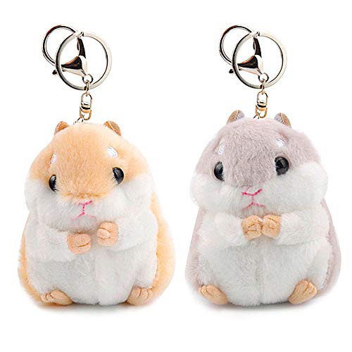 RAYNAG Set of 2 Cute Hamster Plush Keychain Stuffed Animals Keyring Charm Handbag Pendant RAYNAG Set of 2 Cute Hamster Plush Keychain Stuffed Animals Keyring Charm Handbag Pendant