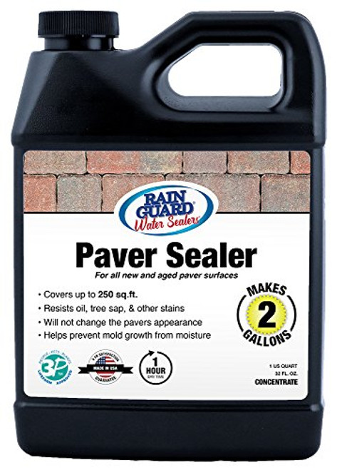 Rain Guard Water Sealers SP-5002 Paver Sealer Concentrate Covers up to 400 Sq. Ft. 1 Quart Makes 2 gallons Rain Guard Water Sealers SP-5002 Paver Sealer Concentrate Covers up to 400 Sq. Ft. 1 Quart Makes 2 gallons