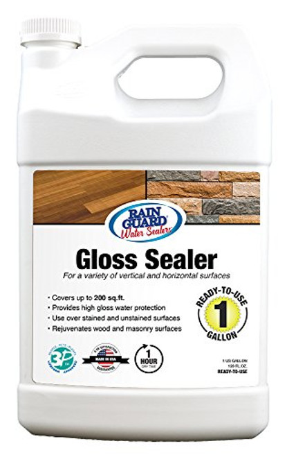 Rain Guard Water Sealers SP-1103 High Gloss Hybrid Sealer for All Wood and Masonry Surfaces. Ready to USE Covers up to 200 Sq. Ft. 1 Gallon