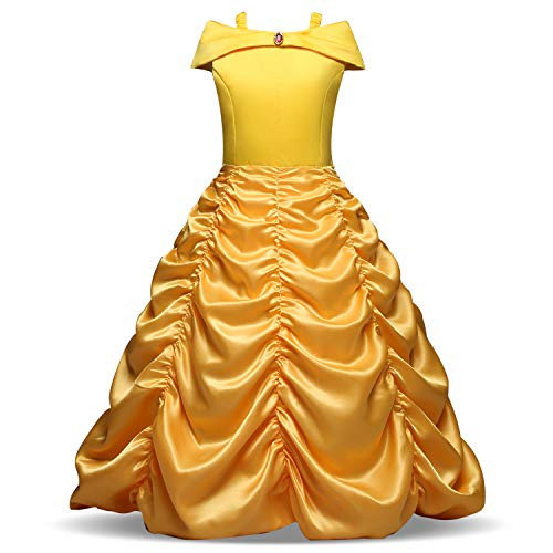 Girls Belle Fancy Dress Beauty and The Beast Costume Princess Dressing Up Age 3-10 Years (7-8 Years) Yellow