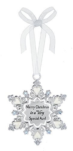 Ganz Merry Christmas to a Very Special Aunt Zinc Decorative Hanging Ornament, Silver, 25/8" W. x 33/8" H.