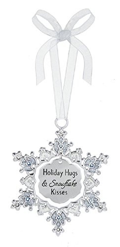 Ganz Holiday Hugs and Snowflake Kisses Zinc Decorative Hanging Ornament,Silver,2 5/8" W x 3 3/8" H