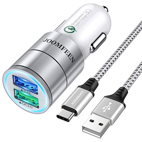USB Type C Car Charger, JOOMFEEN Quick Charger 3.0+2.4A 30W Rapid Dual Port USB Car Charger Adapter with 3FT/1M USB C Cable for Samsung Galaxy Note 9/S9/S9 Plus,Note 8/S8/S8 Plus,LG G5,G6,V20 USB Type C Car Charger, JOOMFEEN Quick Charger 3.0+2.4A 30W Rapid Dual Port USB Car Charger Adapter with 3FT/1M USB C Cable for Samsung Galaxy Note 9/S9/S9 Plus,Note 8/S8/S8 Plus,LG G5,G6,V20