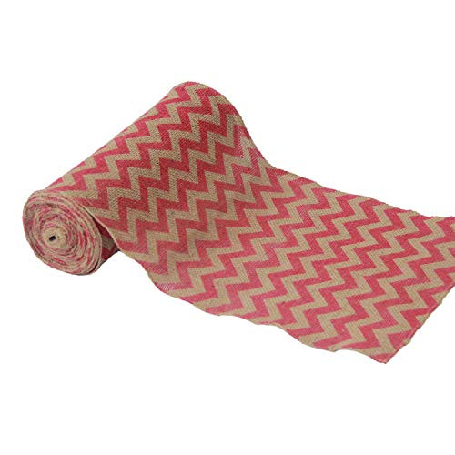 Coral Chevron Burlap Table Runner Roll - 12" x 10 Yards Jute Hessian with Finised Edges Banquet Wedding Party Event Decoration and Crafts (Coral, 10 Yards)