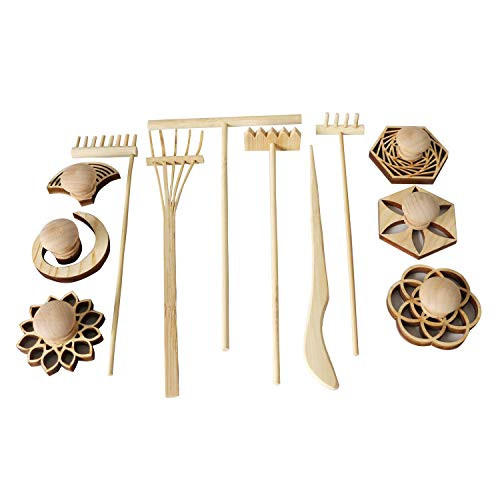 BangBangDa Mini Zen Garden Accessories - Tabletop Zen Garden Tools - Zen Garden Kit Rakes and Zen Stamp for Office Mini Zen Garden Set of 12