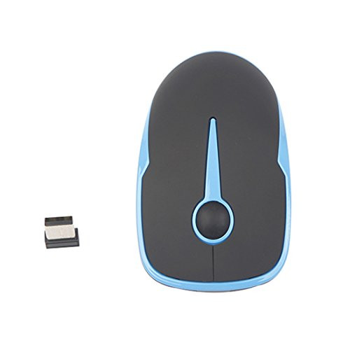 U-Shaped 2.4GHz Wireless Optical Mouse with Nano Receiver 1600DPI USB Receiver Mice for Portable Mobile Optical Mice for Notebook, PC, Laptop, Computer (Blue-Black Mouse)