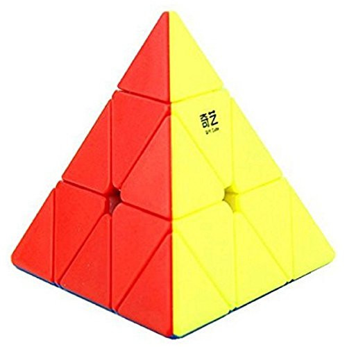 GoodPlay Qiming Pyramid Magic Cube MoFangGe Qiming Triangle Pyramid Speed Cube Toy +One Cube Stand (Stickerless)
