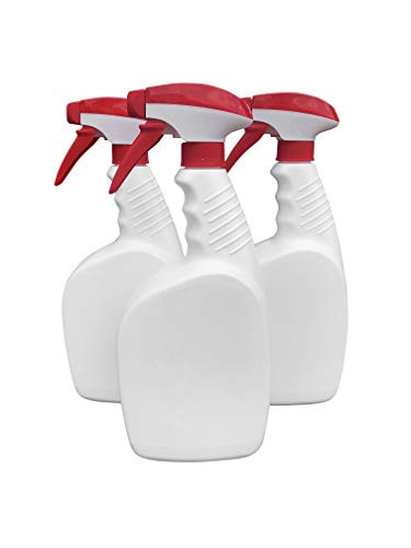 3 Pack - 32 Ounce White HDPE Plastic Empty Spray Bottles w Red & White Opus 100% Recyclable Sprayer 28 mm 28-400 Trigger Sprayers