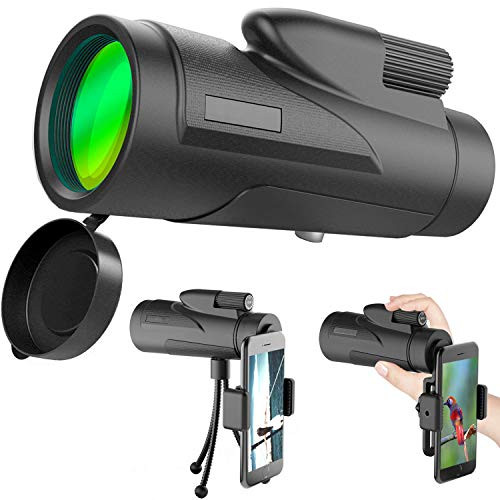 12X50 High Definition Monocular Telescope and Quick Smartphone Holder-Waterproof Fog- Proof Shockproof Scope -BAK4 Prism FMC for Bird Watching Hunting Camping Travelling Wildlife Secenery(12x50-1)