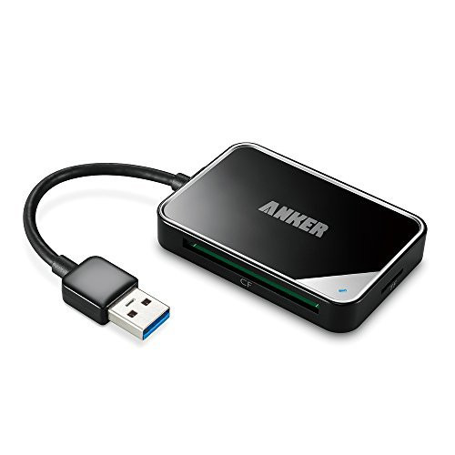Anker 4-Port USB 3.0 Portable Card Reader for SDXC, SDHC, SD, CF, High-Speed CF (UDMA), MS, Micro SDXC, Micro SDHC and Micro SD Cards
