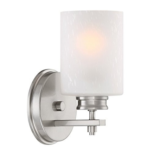 Kira Home Phoebe 8" Modern 1-Light Wall Sconce/Vanity Light + Frosted Seeded Glass Shade, Brushed Nickel Finish Kira Home Phoebe 8" Modern 1-Light Wall Sconce/Vanity Light + Frosted Seeded Glass Shade, Brushed Nickel Finish
