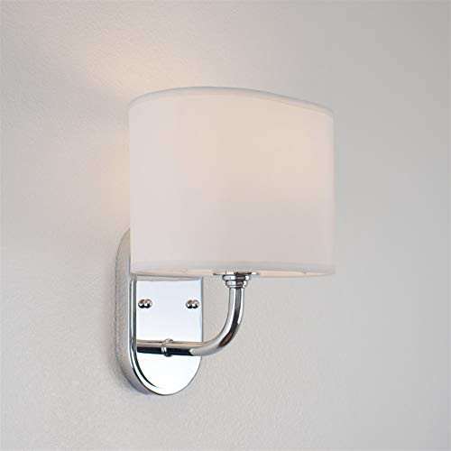 Kira Home Hewitt 9" Modern 1-Light Wall Sconce/Wall Light + Oval White Fabric Shade, Chrome Finish Kira Home Hewitt 9" Modern 1-Light Wall Sconce/Wall Light + Oval White Fabric Shade, Chrome Finish