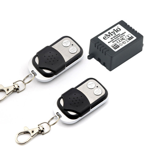 eMylo DC 24V 1 Channel 433Mhz RF Relay Smart Learning Wireless Remote Control Switch 2pcs Transmitter with Receiver