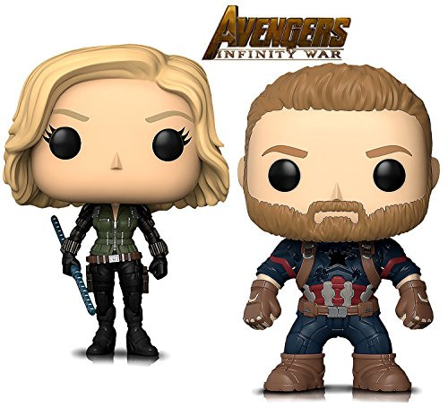 Funko POP Marvel Infinity War Black Widow and Captain America Action Figures Toys (2 Items Included)