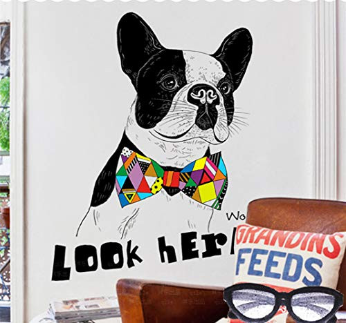 DERUN TRADING Animal Wall Sticker Bulldog Wall Decal Stickers Art Dog Decal Sticker for Living Room Home Decor for Kids Rooms Fun Animals Wall Art Peel and Stick