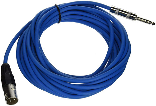 Seismic Audio - SATRXL-M25Blue - 25 Foot Blue XLR Male to 1/4 Inch TRS Patch Cable Snake Cords - Balanced