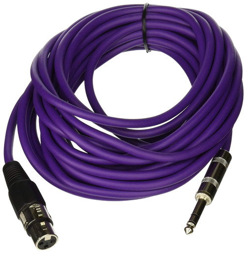 Seismic Audio - SATRXL-F25Purple - 25 Foot Purple XLR Female to 1/4 Inch TRS Patch Cable Snake Cords - Balanced
