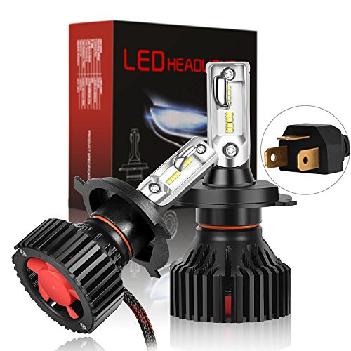 SuperArt H4/9003/HB2 LED Headlight Bulbs Conversion Kit Headlamp All-in-One Extremely Bright ZES Chips 8000 Lumens Dual High/Low Beam Halogen Head Light Replacement 6500K White