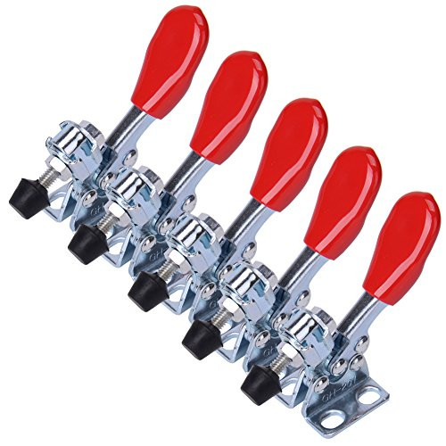 Hardtech 5 PCS Metal Horizontal Toggle Clamp Set Antislip Quick Release Clamp Hand Tool Holding Capacity:60 lbs / 27kg