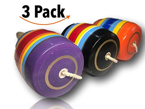 MEXICAN SALES Elegantly Handcrafted Big, Classic Wooden Baleros, Made in Mexico (Valero, Baleros Mexicanos, Balero Toy from Mexico) Unique Assorted Colors - Set of 3