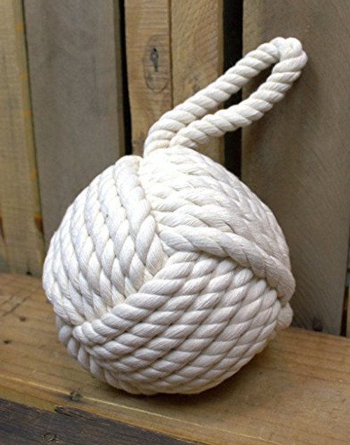 6" Diameter White Jute Monkey Paw Sailor Knot Doorstop 6" Diameter White Jute Monkey Paw Sailor Knot Doorstop
