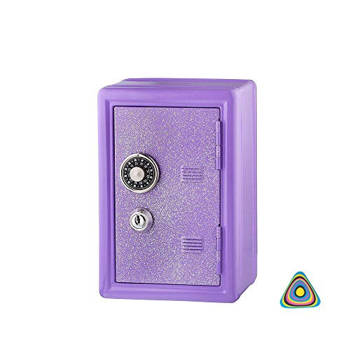 Shop Zoombie Metal Toy 7" Safe Locker Safe Metal Toy Bank with Glittery Door and 1 Vortex Eraser- Key Lock Plus Decorative Combination Door Latch (Purple)