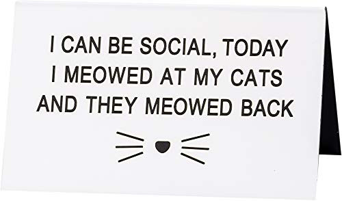 About Face Designs They Meowed Back On Grey 2.75 x 4.5 Acrylic Decorative Table Top Sign