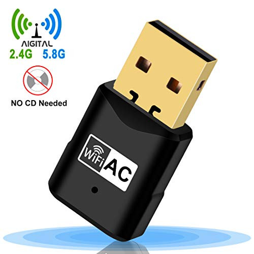USB WiFi Adapter, Aigital 600Mbps Wi-Fi Network Adapter Dongle for PC/Desktop/Laptop - NO CD ROM Needed - Dual Band 5G/2.4G Mini Wireless Network Card for Windows XP/7/8/10/Vista & Mac OSX 10.6-10.13
