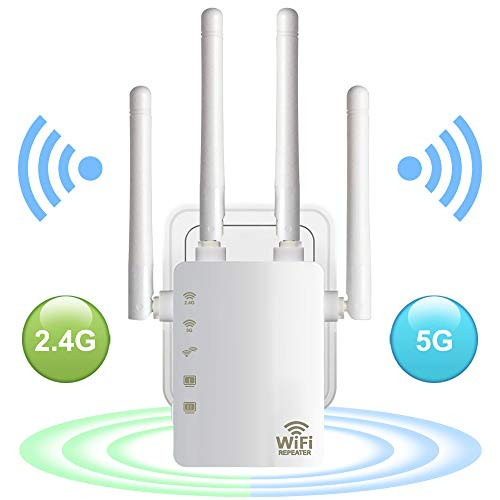 WiFi Range Extender, Aigital AC1200 Dual Band WiFi Internet Signal Booster Wireless Repeater for Router, Easy Setup with WPS Extends 2.4 & 5GHz WiFi to Smart Home & Alexa Devices-High Speed 1200Mbps