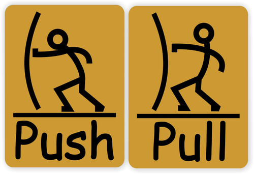 Fun Push Pull Door Sign (Brushed Gold)
