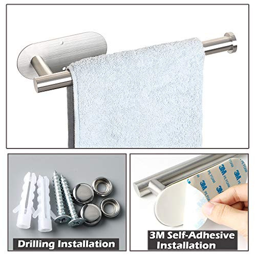 Alise Bathroom Towel Bar Towel Ring/Rack Holder Wall Mount,2 Installation of 3M Self-Adhesive and Wall Drilling,SUS 304 Stainless Steel Brushed Nickel