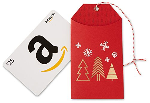 Amazon.com $25 Gift Card in a Red Holiday Gift Tag