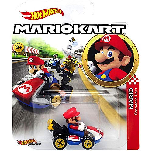 Hot Wheels Mario Kart Character Car Diecast 1:64 Scale - Mario Hot Wheels Mario Kart Character Car Diecast 1:64 Scale - Mario