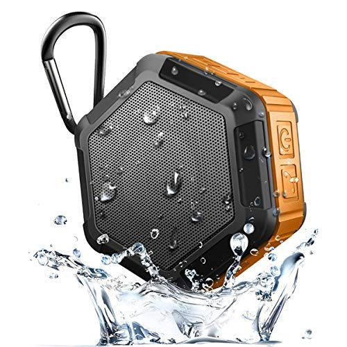 Portable Bluetooth Speaker,Outdoor IPX7 Waterproof Speakers,Wireless Mini Shower Speaker for iPhone Android Phones,Stereo Sound,Rich Bass,Built-in Mic,TF/SD Card Support (Orange)