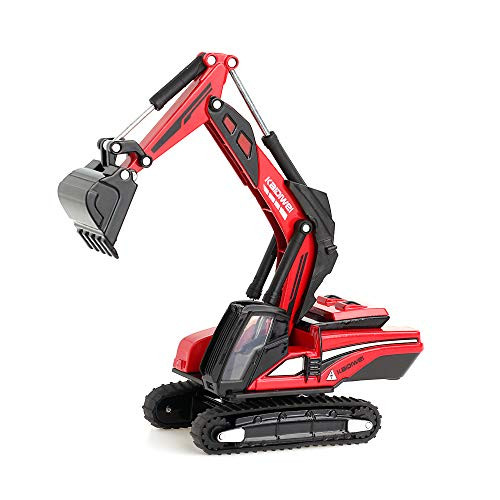 duturpo 1/87 Scale Diecast Mini Excavator, Metal Construction Vehicles Trucks Toys for Boys Kids (Red)